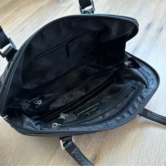 Vintage La Diva Black Italian Design Leather Purse Shoulder Bag - Made in Italy - Picture 12 of 16